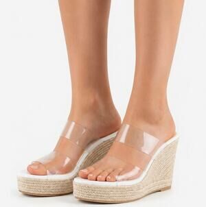 Fl. NWB WIRALOMI CLEAR WEDGE HEEL ESPADRILLE SANDALS ♡SIZE 9.5♡